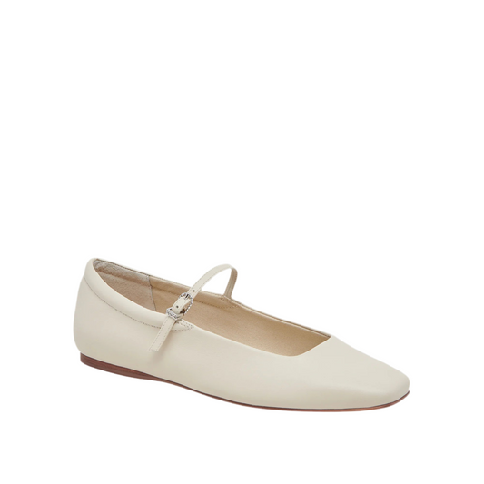 Ivory Leather Ballerina Flat