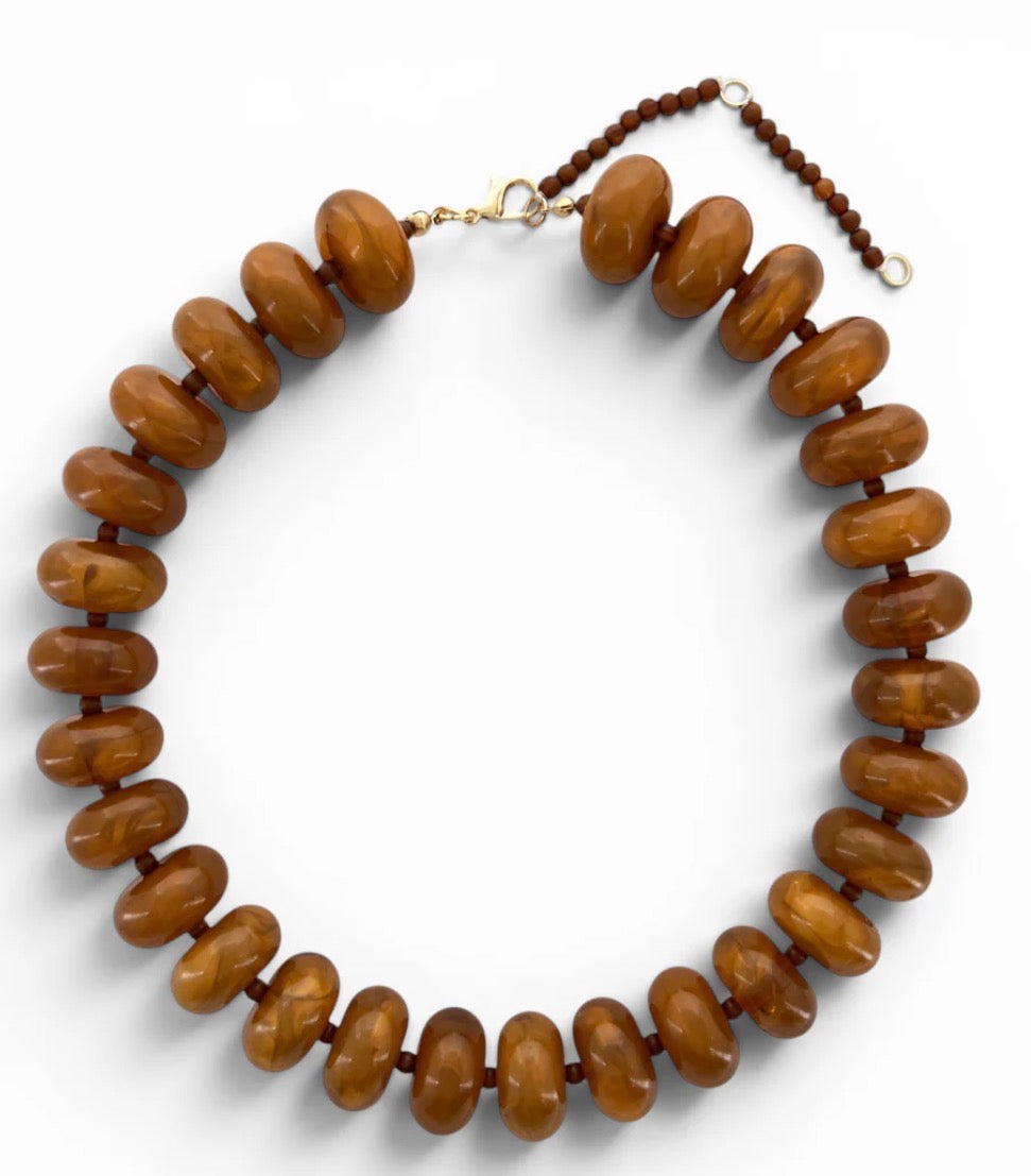 Rondelle Amber Beaded Necklace