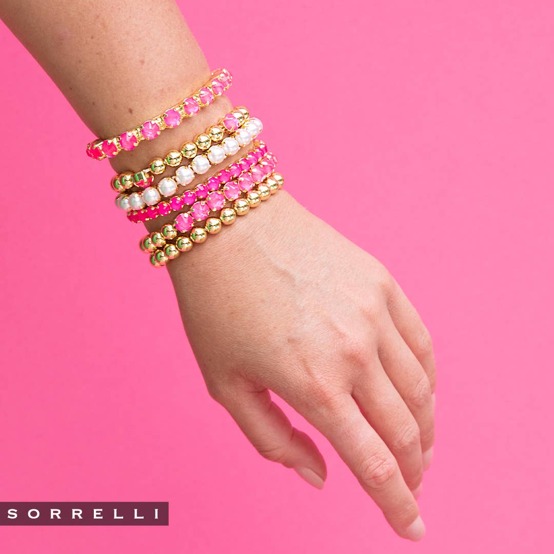 10K Gold Beaded Stretch Bracelet, 7in
