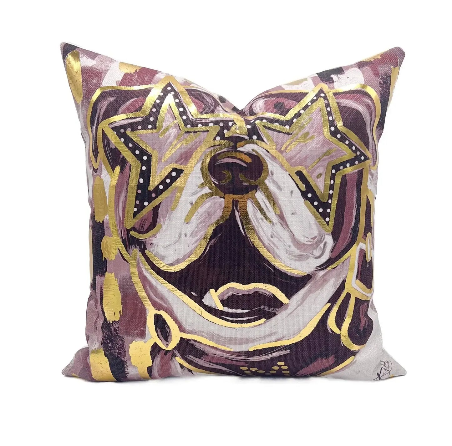 Gold Foil Preppy Maroon Bully Pillow
