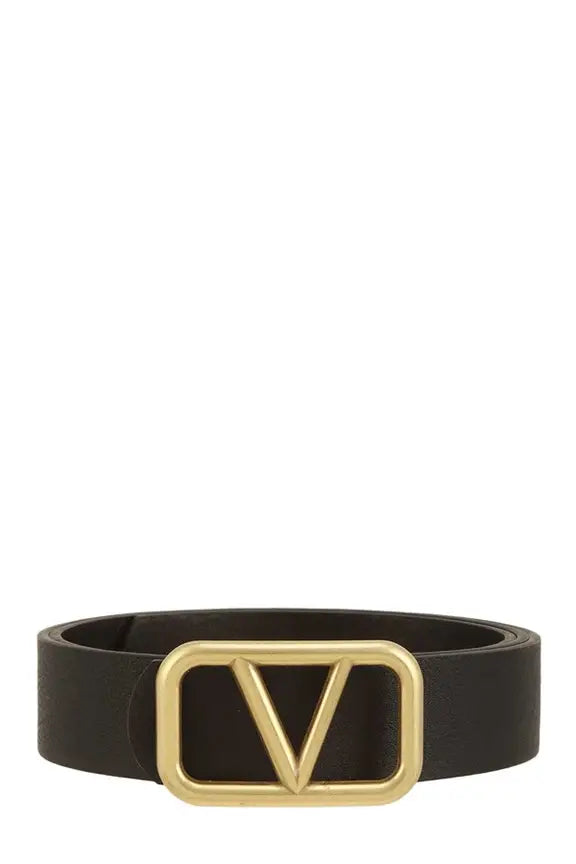 METAL V BUCKLE LEATHER BELT