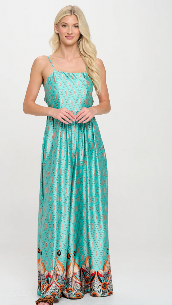 Feather Teal Jumpsuit