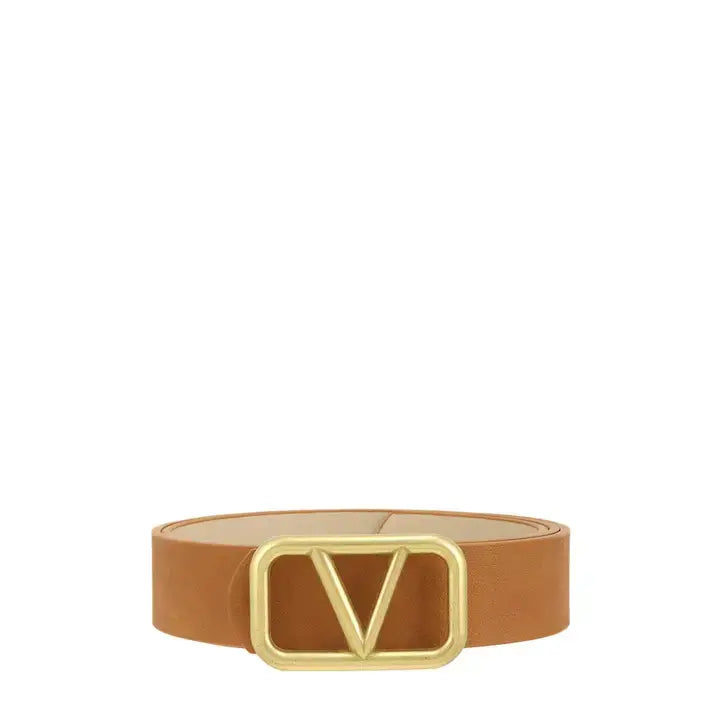METAL V BUCKLE LEATHER BELT