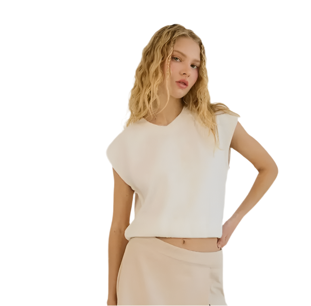 White V neck Tank