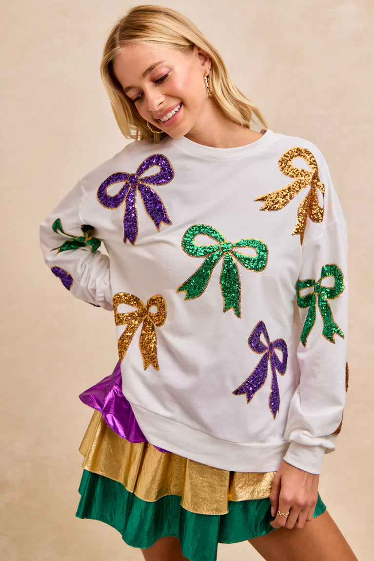 Mardi Gras Bow Sweatshirt