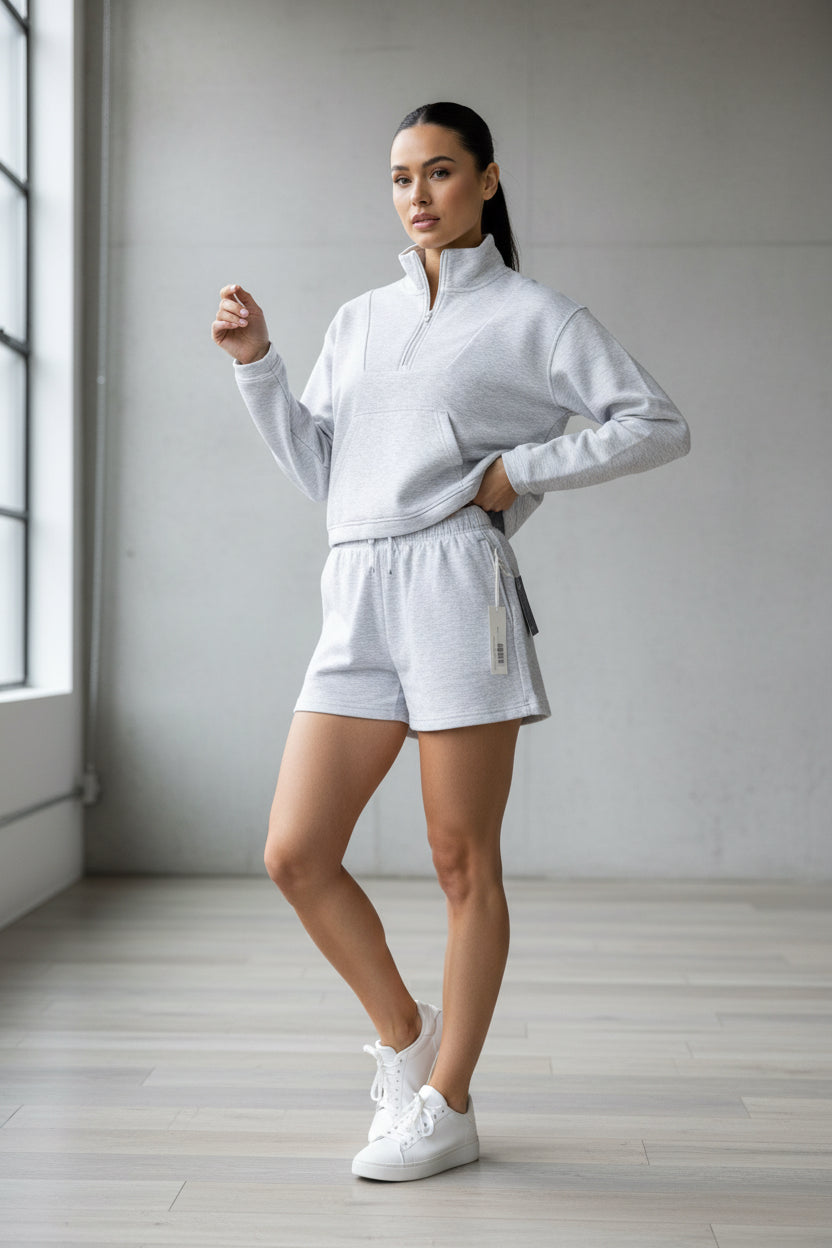 Spring Grey Cloud Fleece Quarter Zip