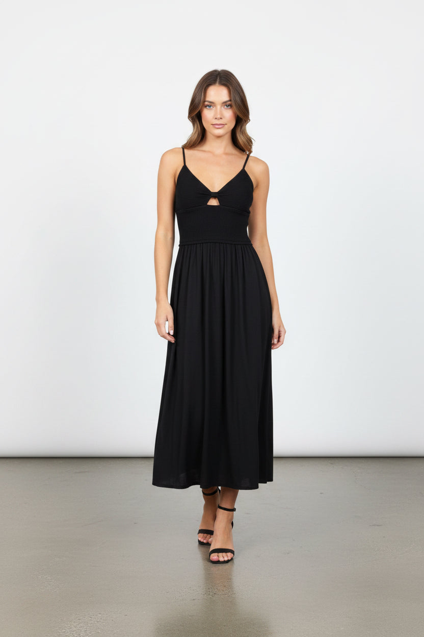 Black Petra Knot Front Dress