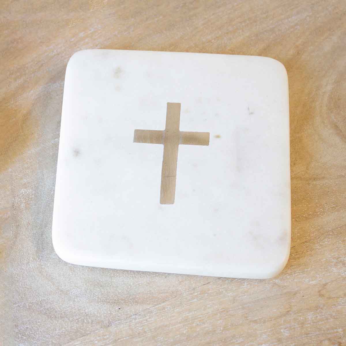 Cross Marble Coasters Set of 4