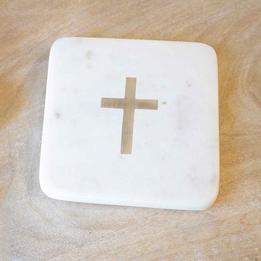 Cross Marble Coasters Set of 4