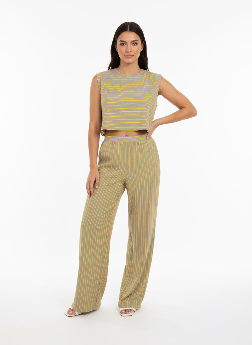 Striped Knit Top And Bottom Set