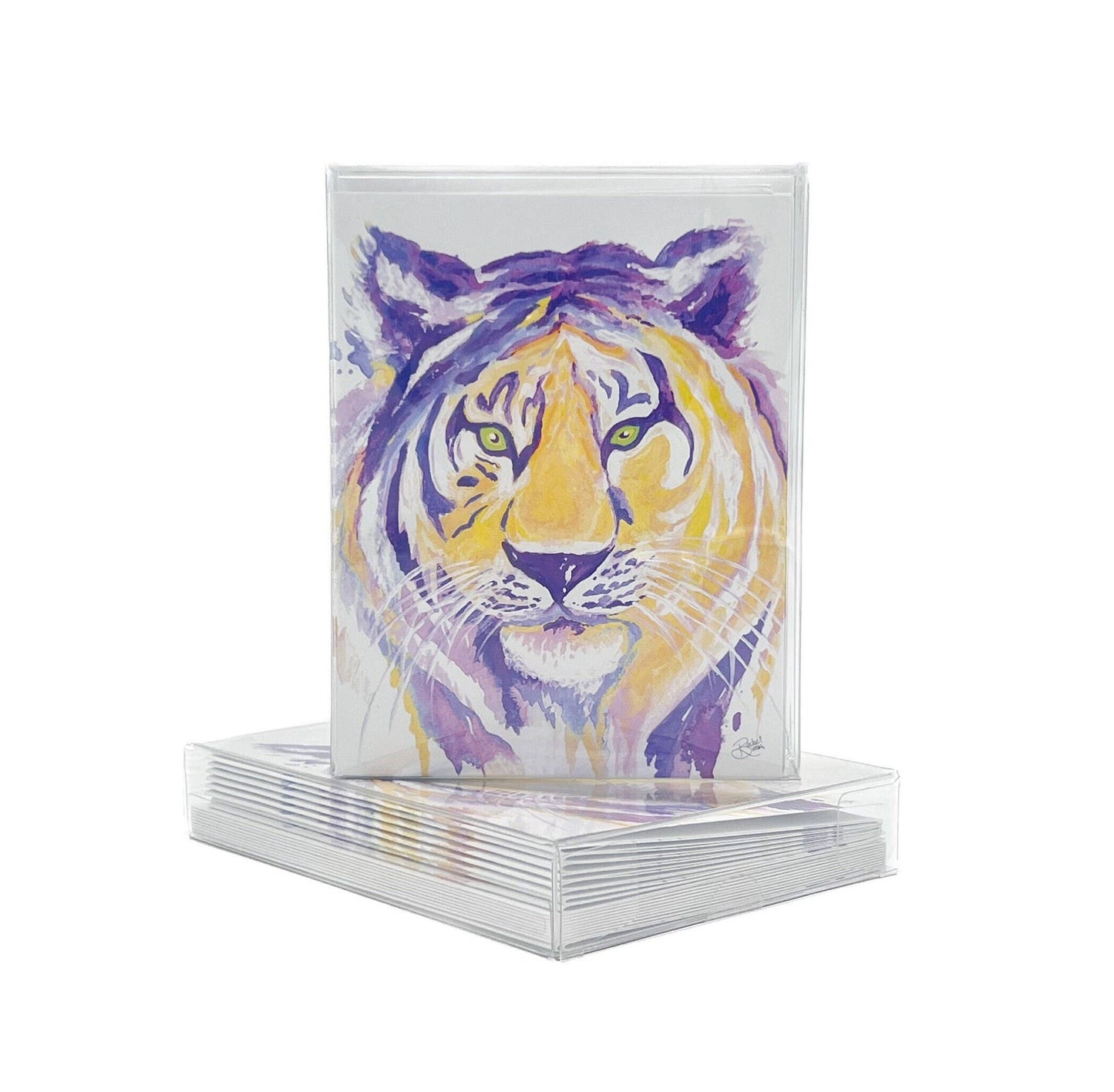 Purple and Yellow Tiger Folded Notes