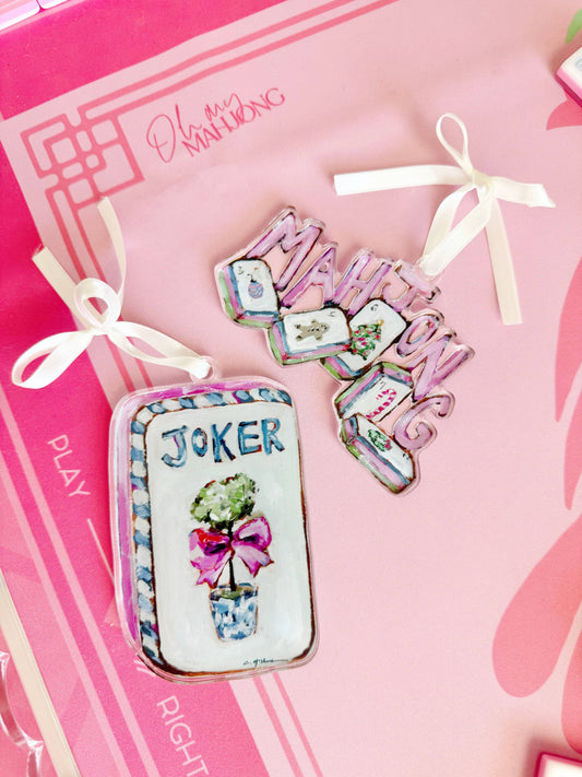 Mahjong Chic Joker Acrylic Christmas Ornament | Wreath Charm