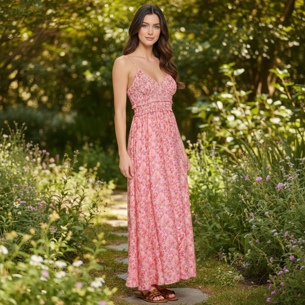 Rosy Breeze Maxi Dress