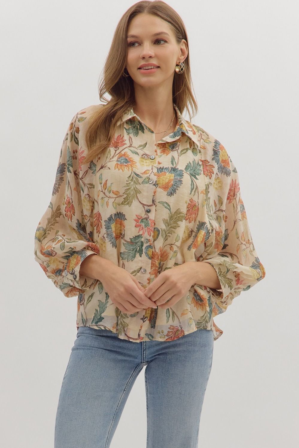 Cream Floral Blouse
