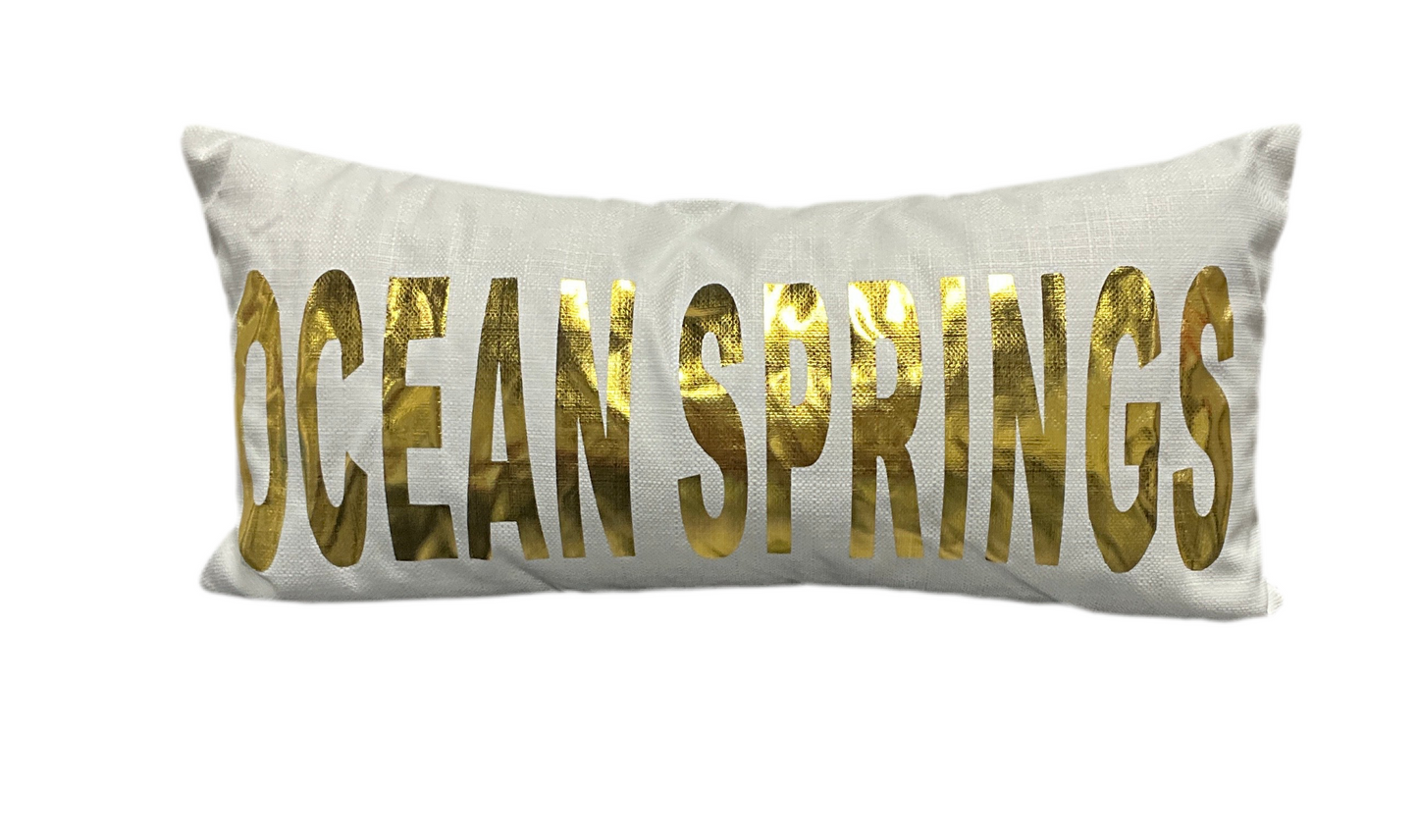 Ocean Springs Gold Foil Pillow