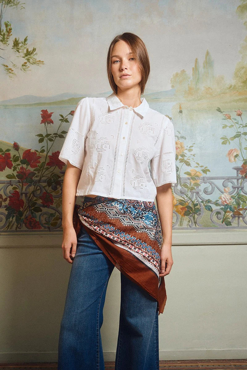 Ladies Woven Eyelet Shirt