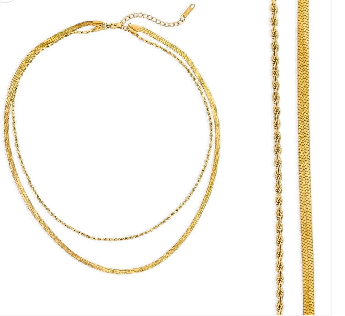Water Resistant Double Chain Link Necklace