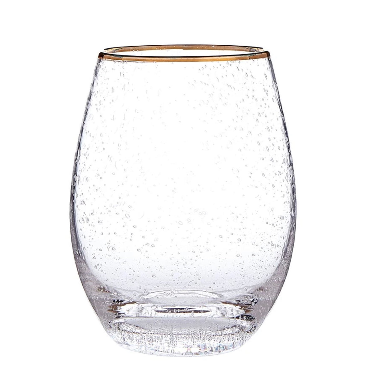 Gold Rimmed Stemless Wine Glass