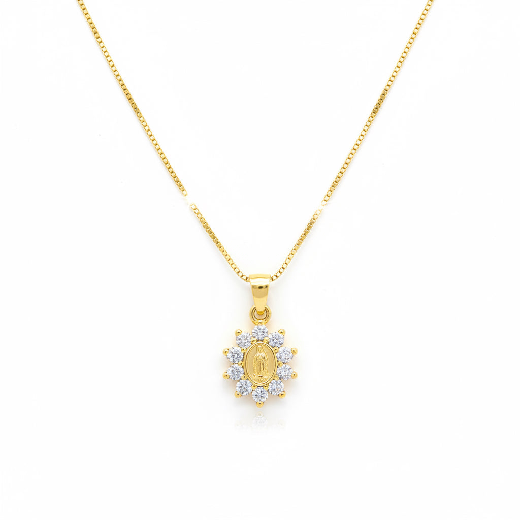 Gold Filled Mary With CZ Necklace