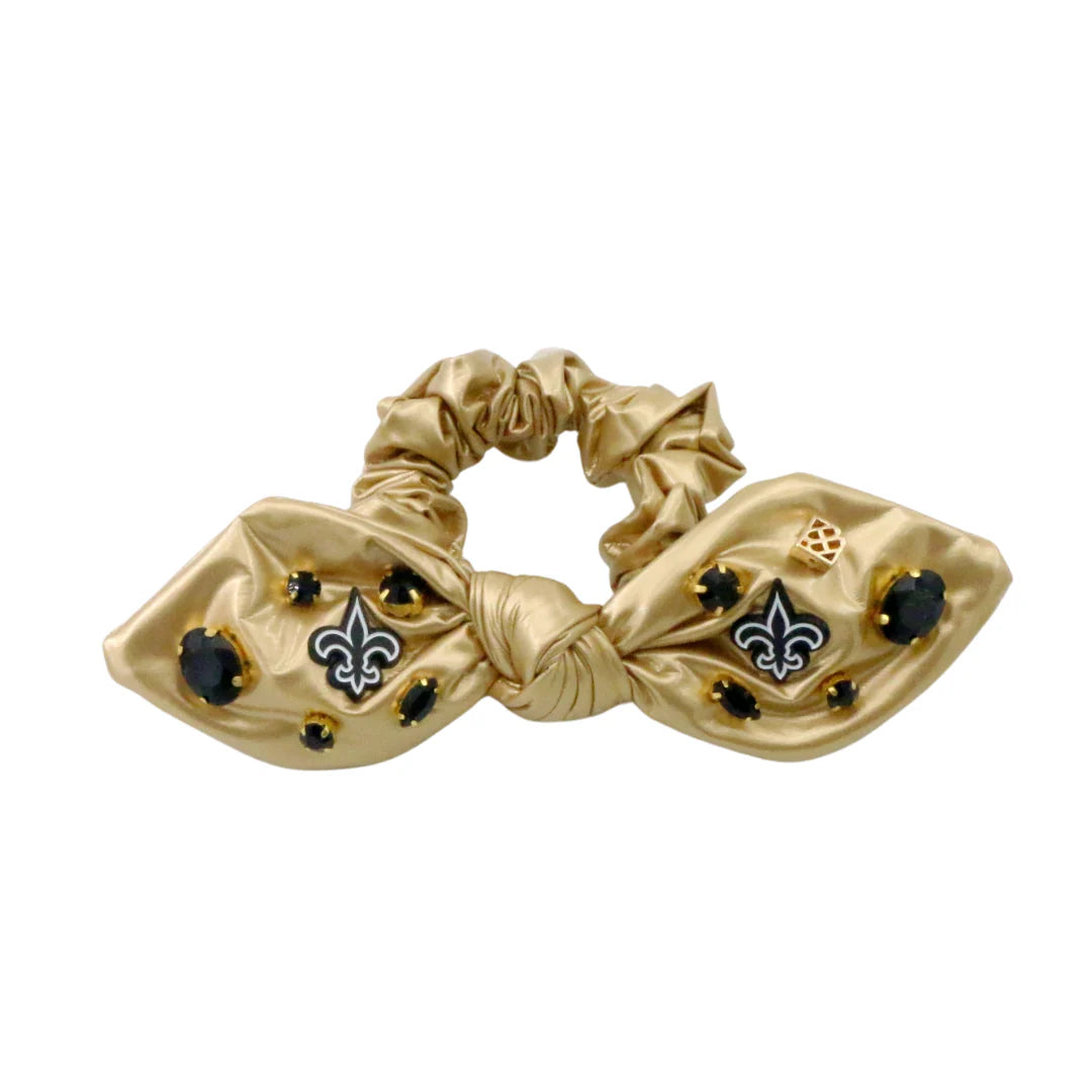 Saints Gold Bow Scrunchie