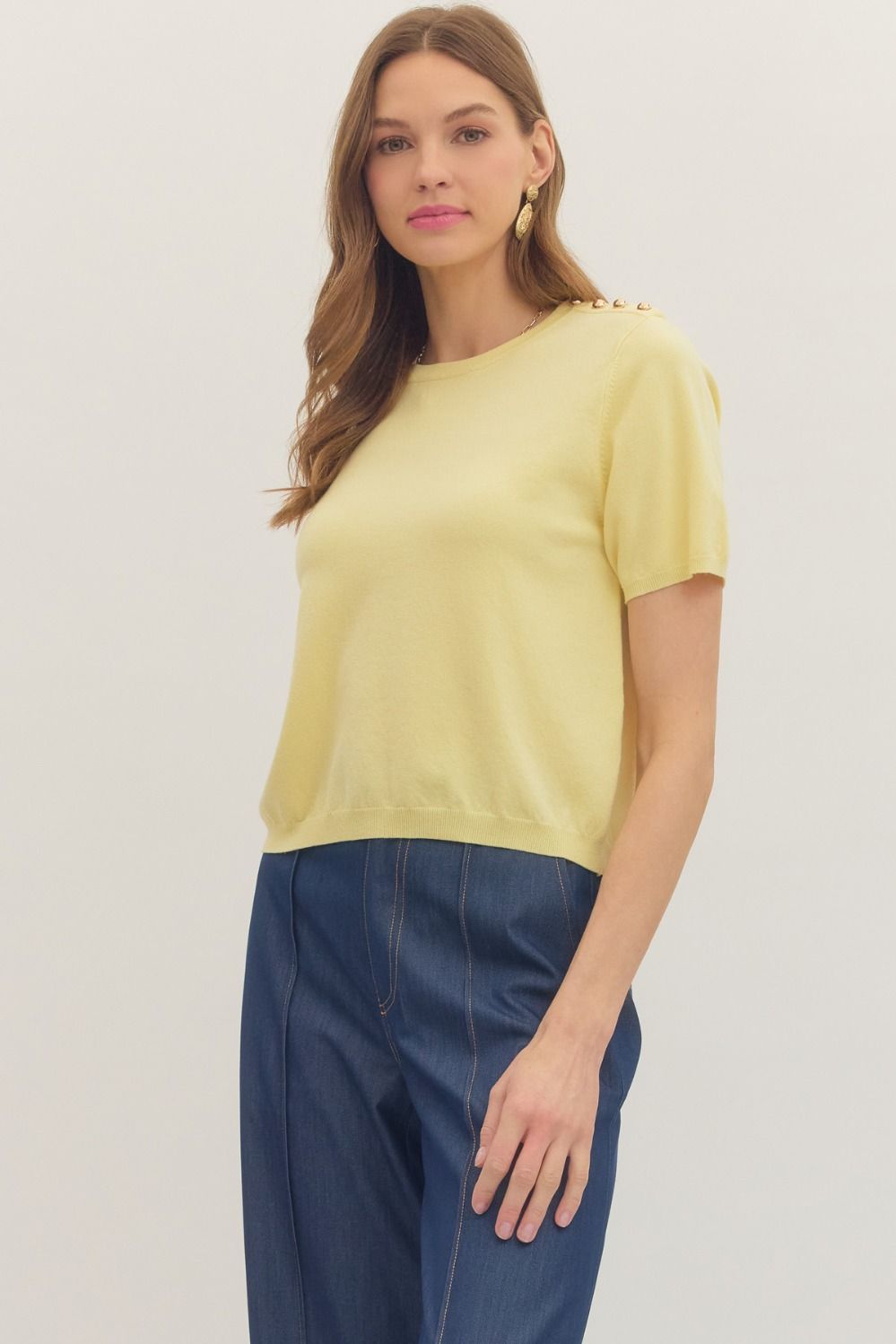 Lemon Button Detail Top