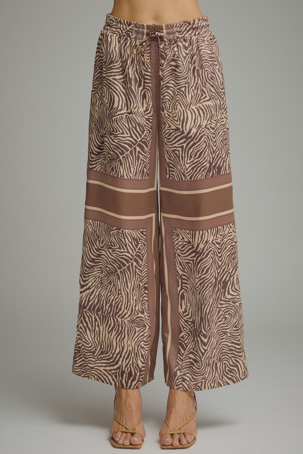 Abstract Zebra Print Wide Leg Pant