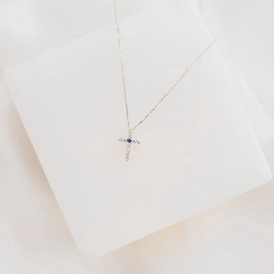 Heart Of Mary Diamond And Sapphire Necklace