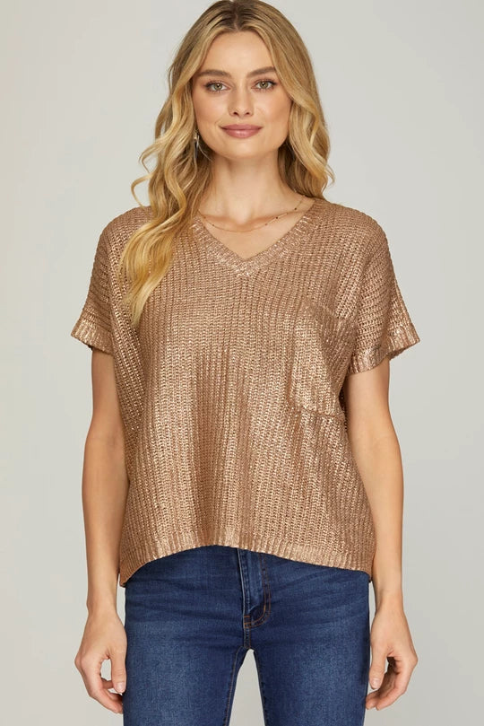 Metallic Crop Sweater
