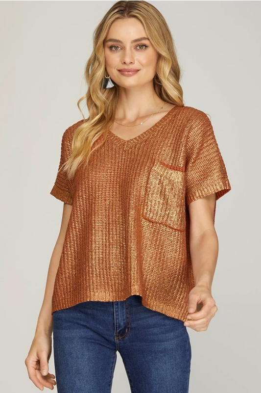 Metallic Crop Sweater