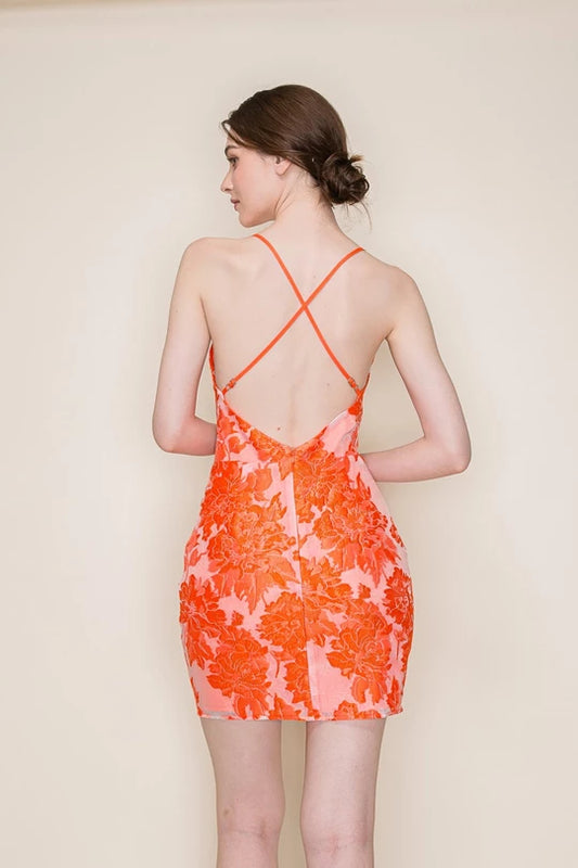Tangerine Floral Jacquard
