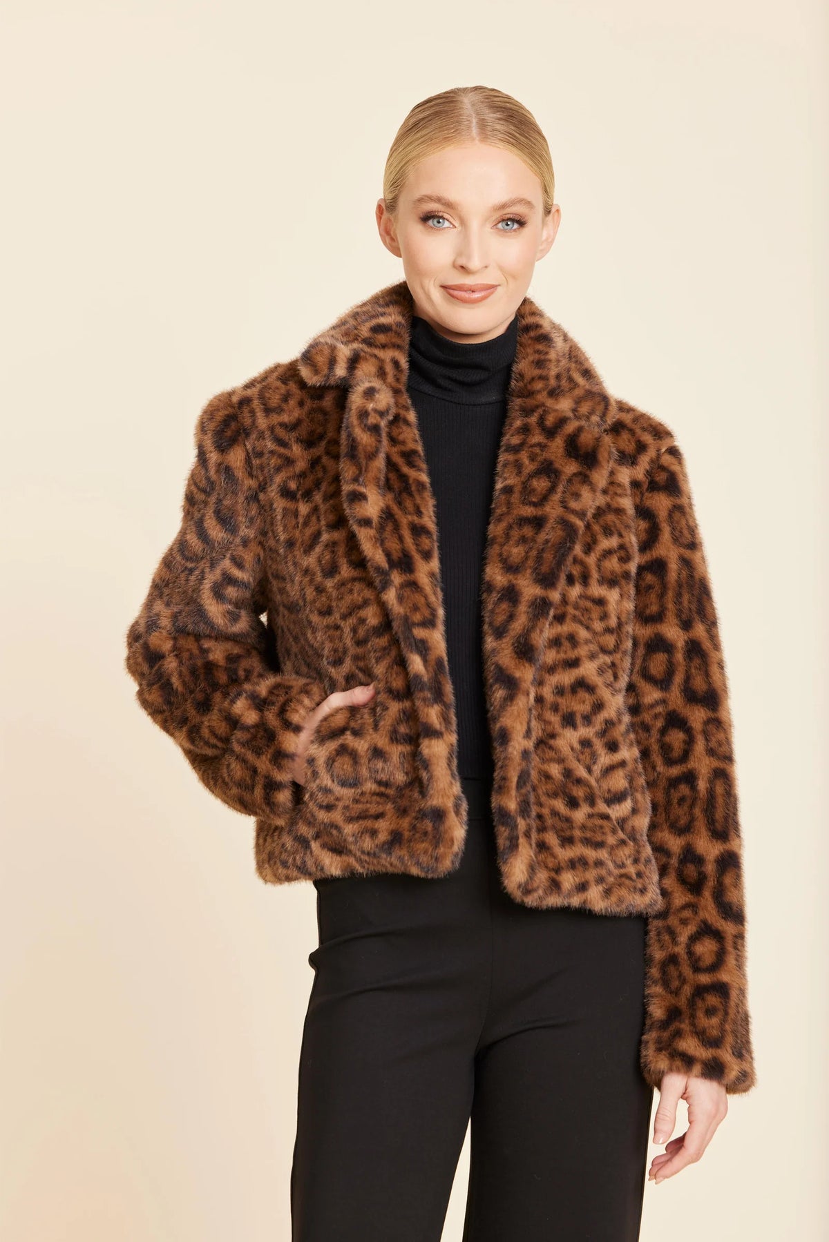 Leopard Plush Faux Fur Jacket