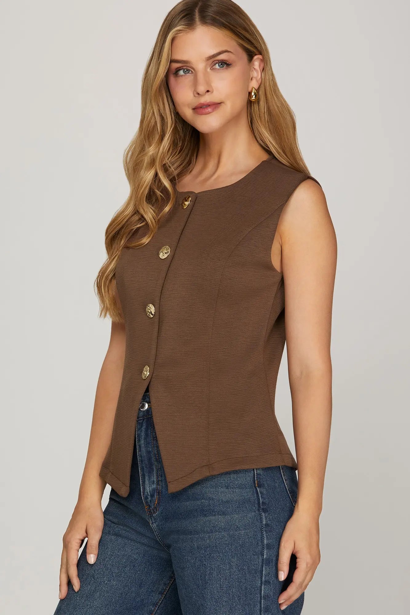 Gold Button Knit Vest