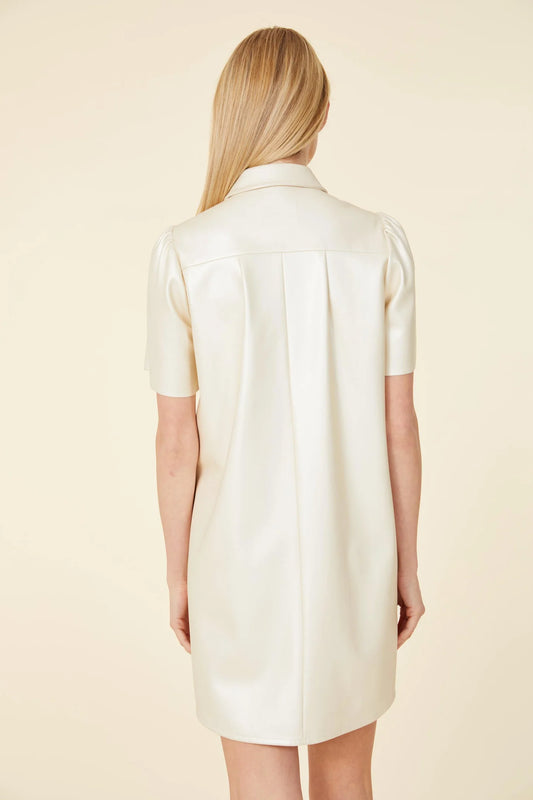 Metallic Vegan Leather Short Sleeve Dress