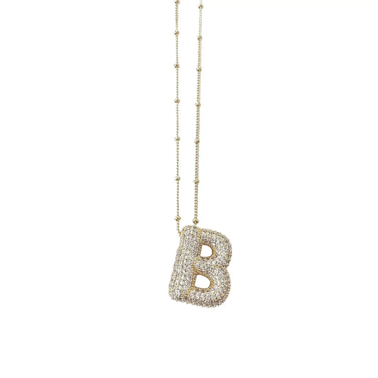 Bubble Pave Initial Necklace