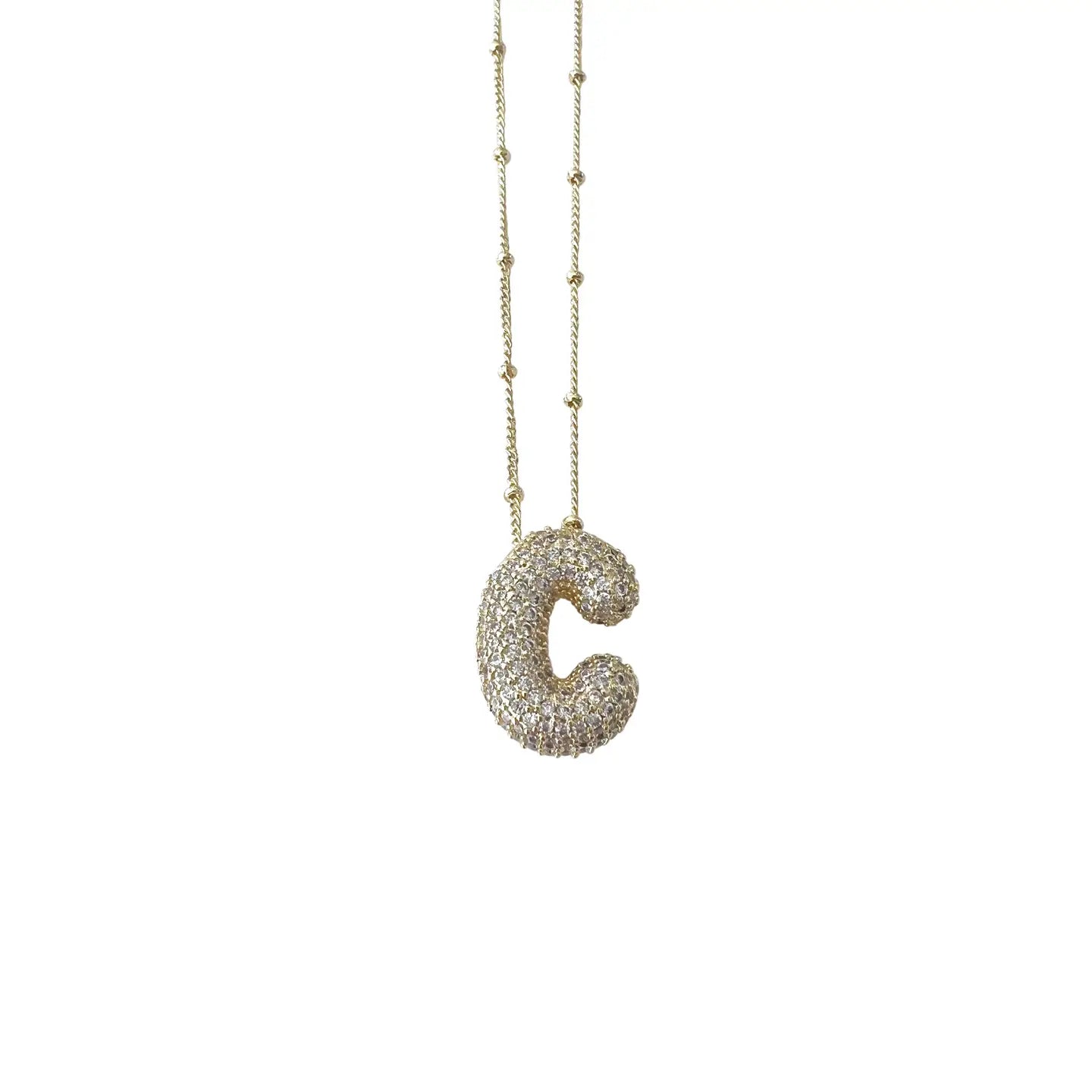 Bubble Pave Initial Necklace
