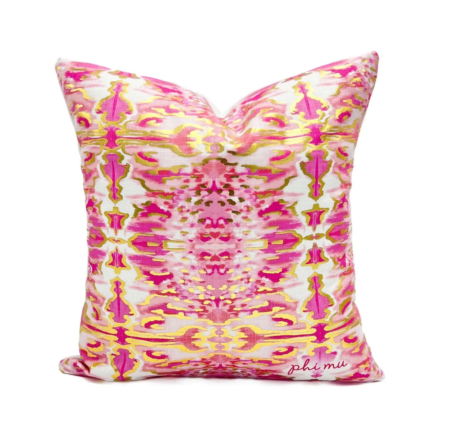 Phi Mu OM Gold Foil Kaleidoscope Greek Sorority Pillow