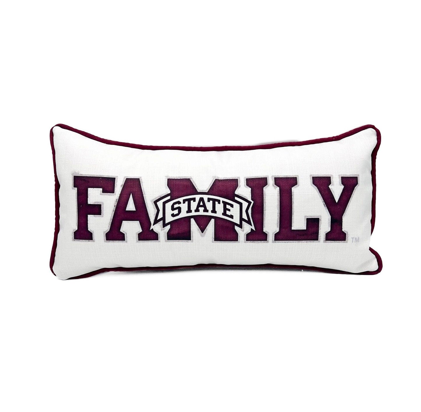 MS State Family Pillow with Maroon Cording