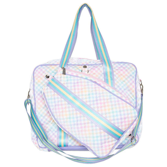 Rainbow Gingham Pickleball Paddle Bag