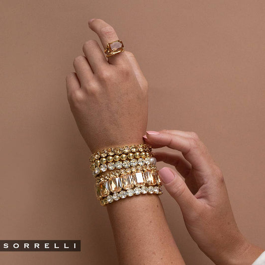 10K Gold Beaded Stretch Bracelet, 7in