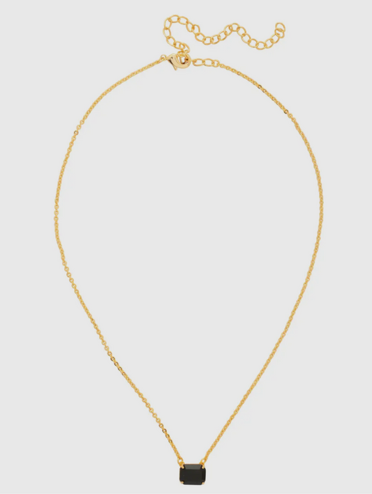 Octavia Single Crystal Jet Necklace