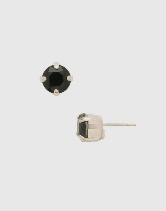 Jet Black Simple Stud Earrings