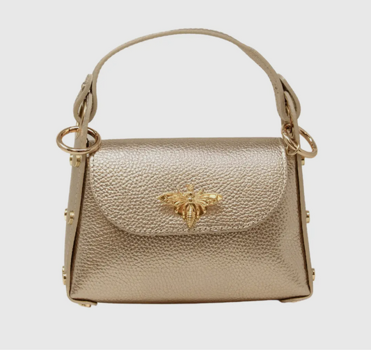 Gold Genuine Italian Leather Butterfly Mini Bag