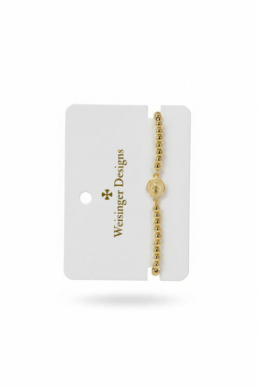 Beaded Virgin Mary Gold Bracelet