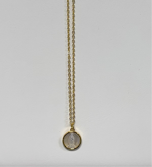 Mother Of Pearl Mary Necklace