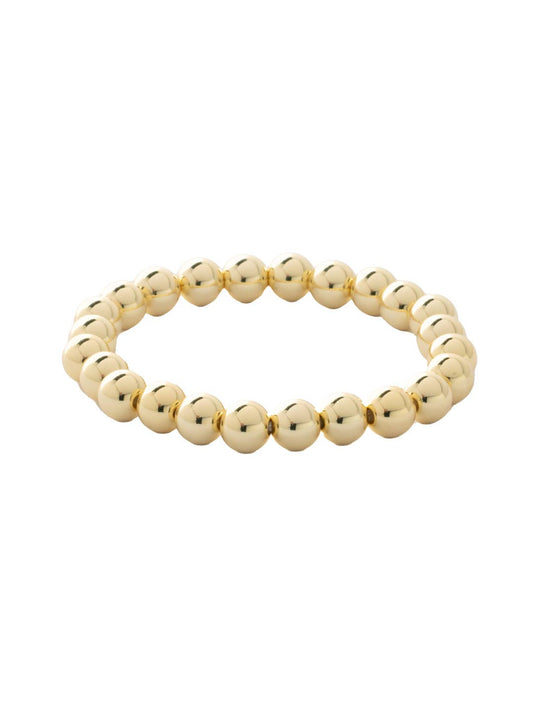 10K Gold Beaded Stretch Bracelet, 7in