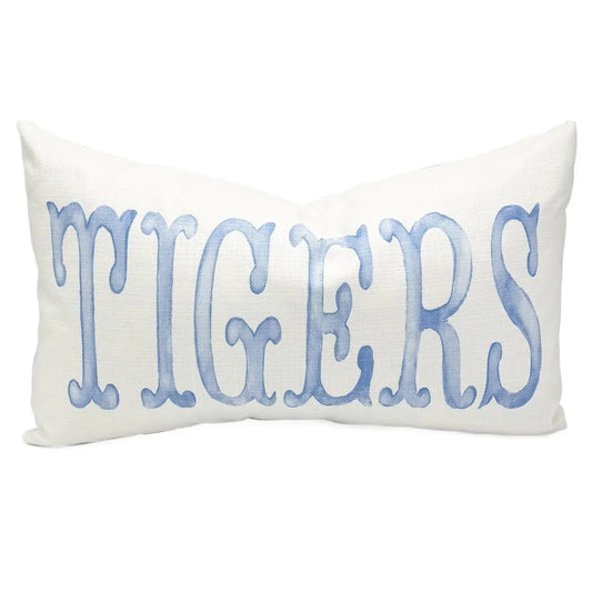 Powder Blue Watercolor Tigers Pillow