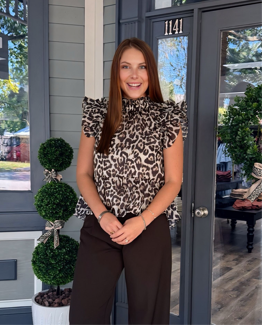 Gold Feline Ruffle Top