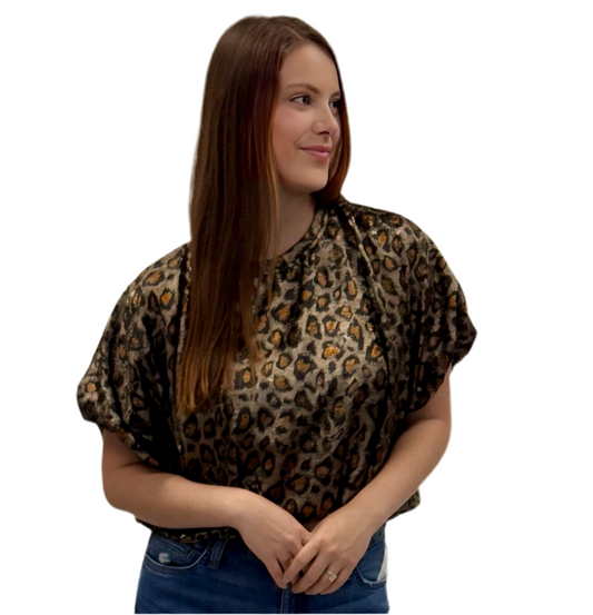 Cheetah Puff Sleeve Top