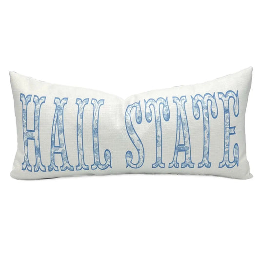 Custom Powder Blue Floral Hail State Pillow