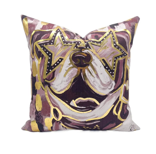 Gold Foil Preppy Maroon Bully Pillow